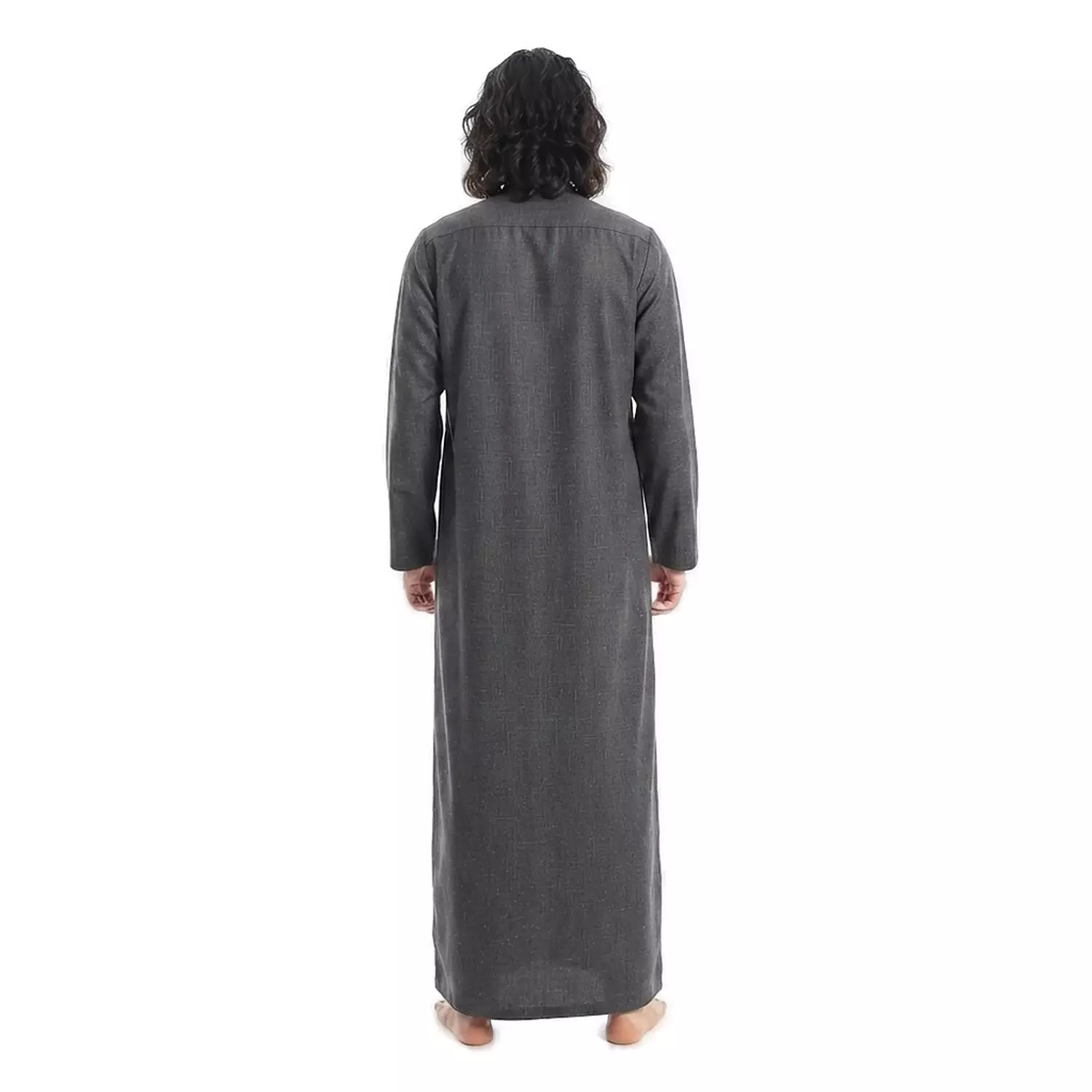 Men Galabeya Long Sleeves - Linen - 2326 - Dark grey 4
