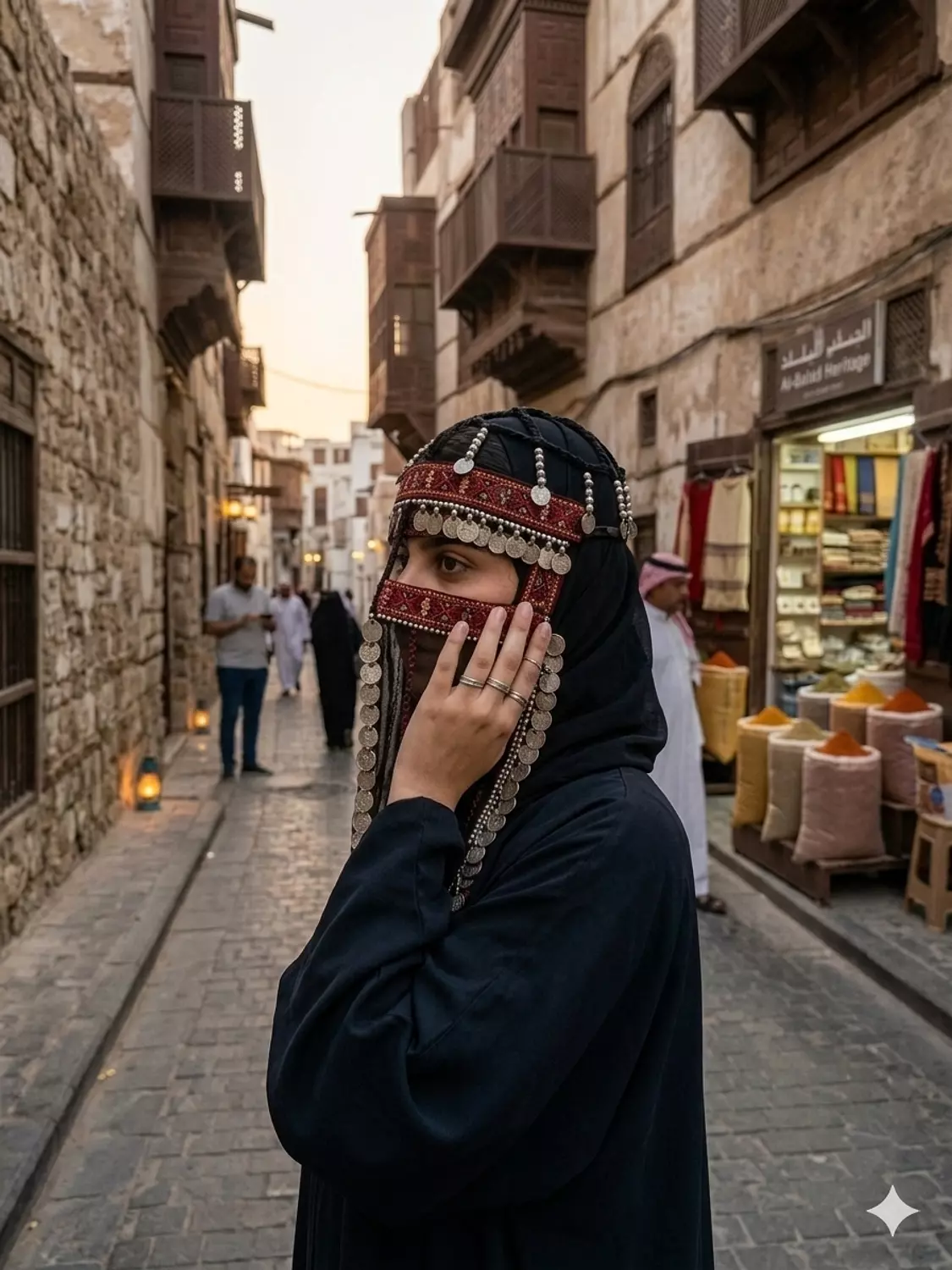  Traditional Egyptian Sinai face veil/ Burqa (برقع)/ Bisha (بيشة 2