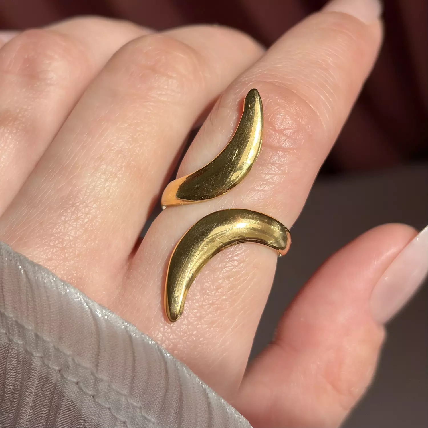 2 curves stainless steel ring  image