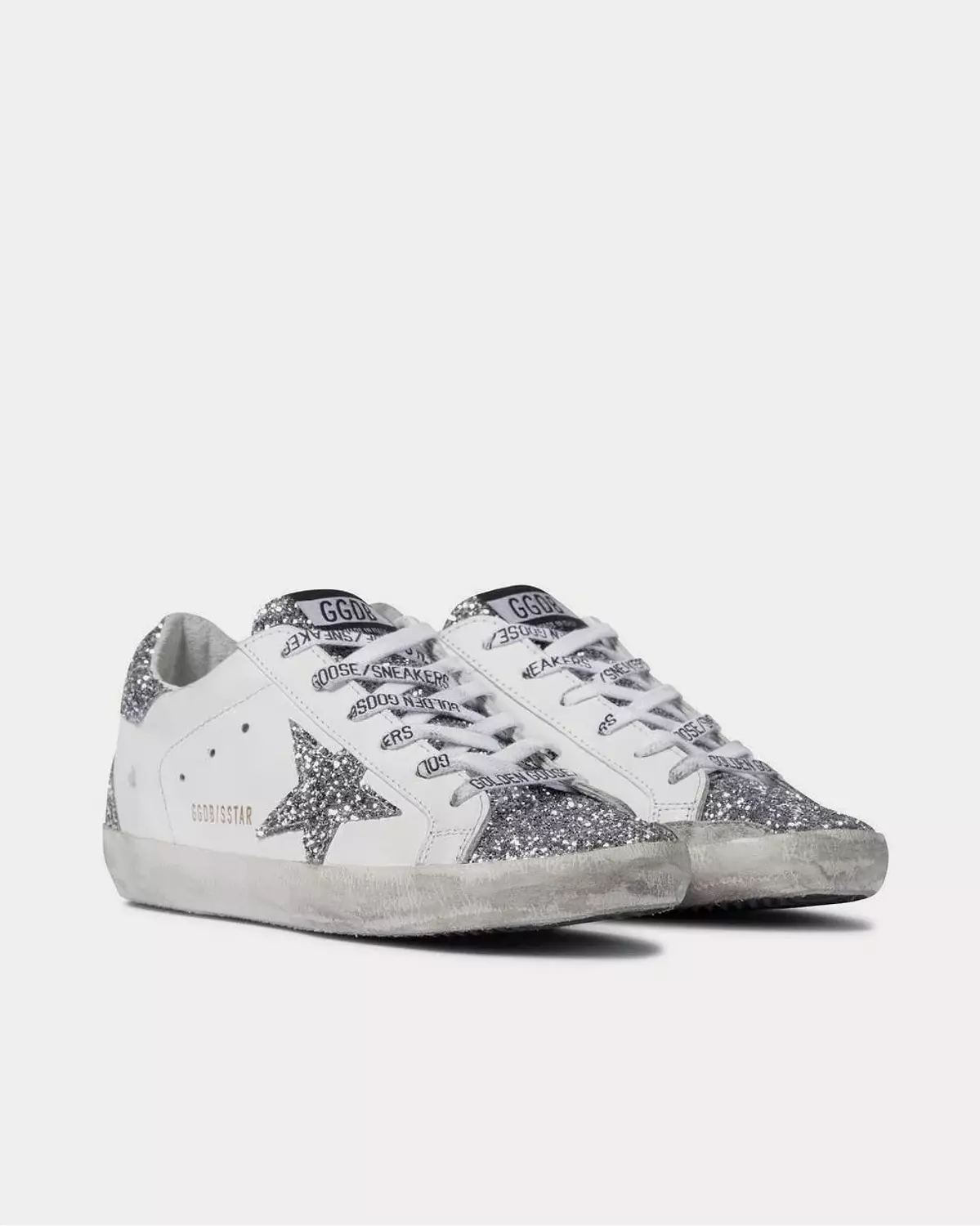 Golden Goose Super-Star White Silver Glitter image