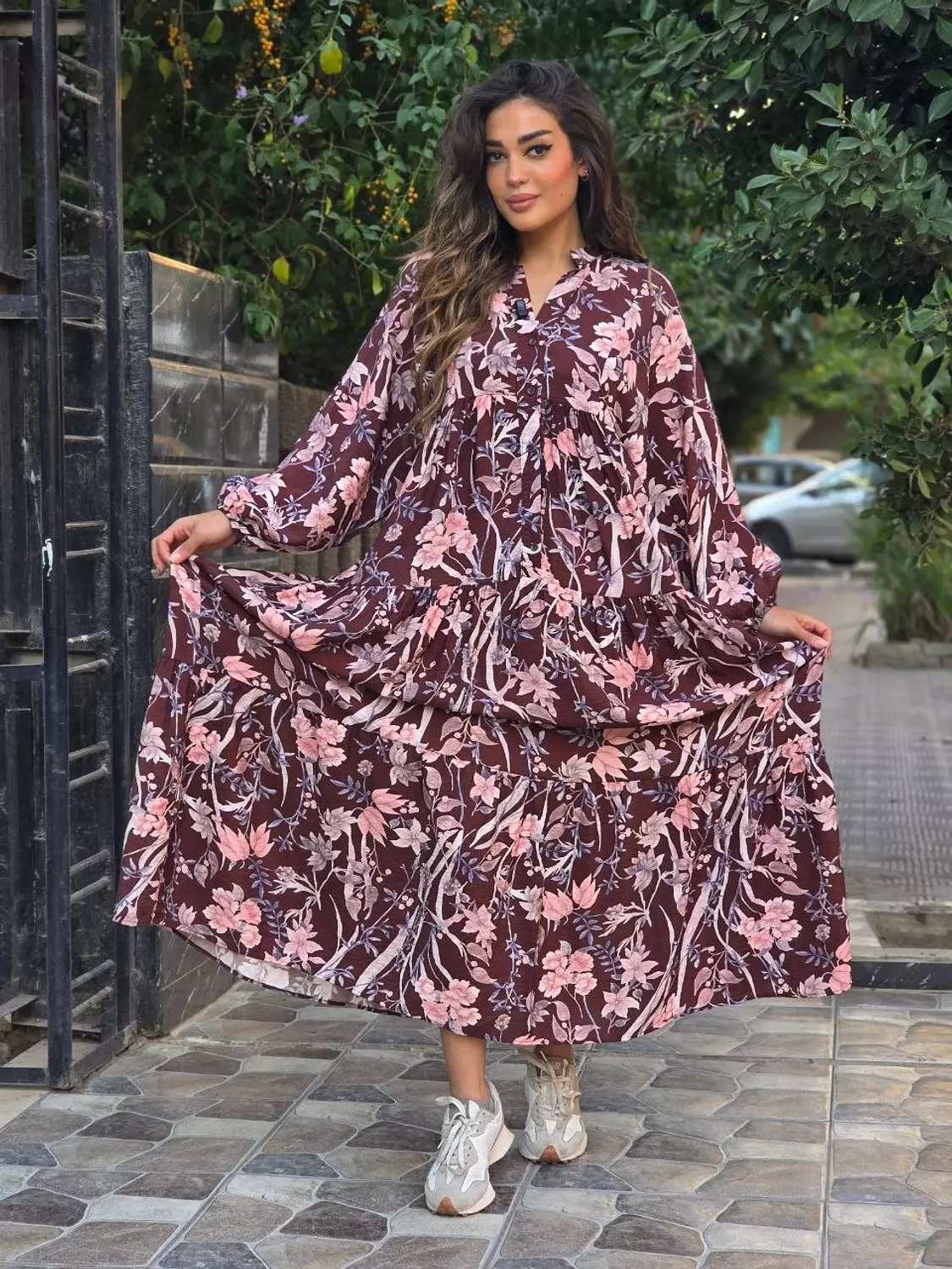 Brown floral dress 4