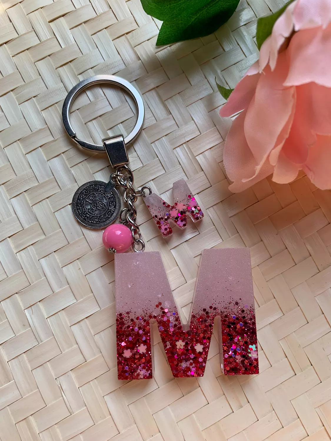 Resin Letters Keychain ( Glitter Pink ) "By Order"  10