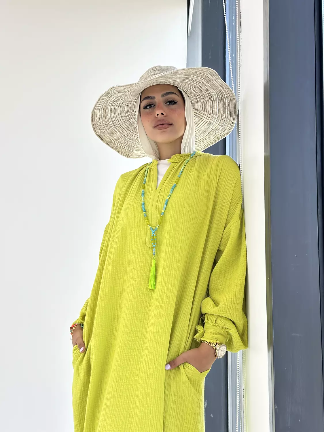 VIBRANT DRESS IN LIME GREEN 1