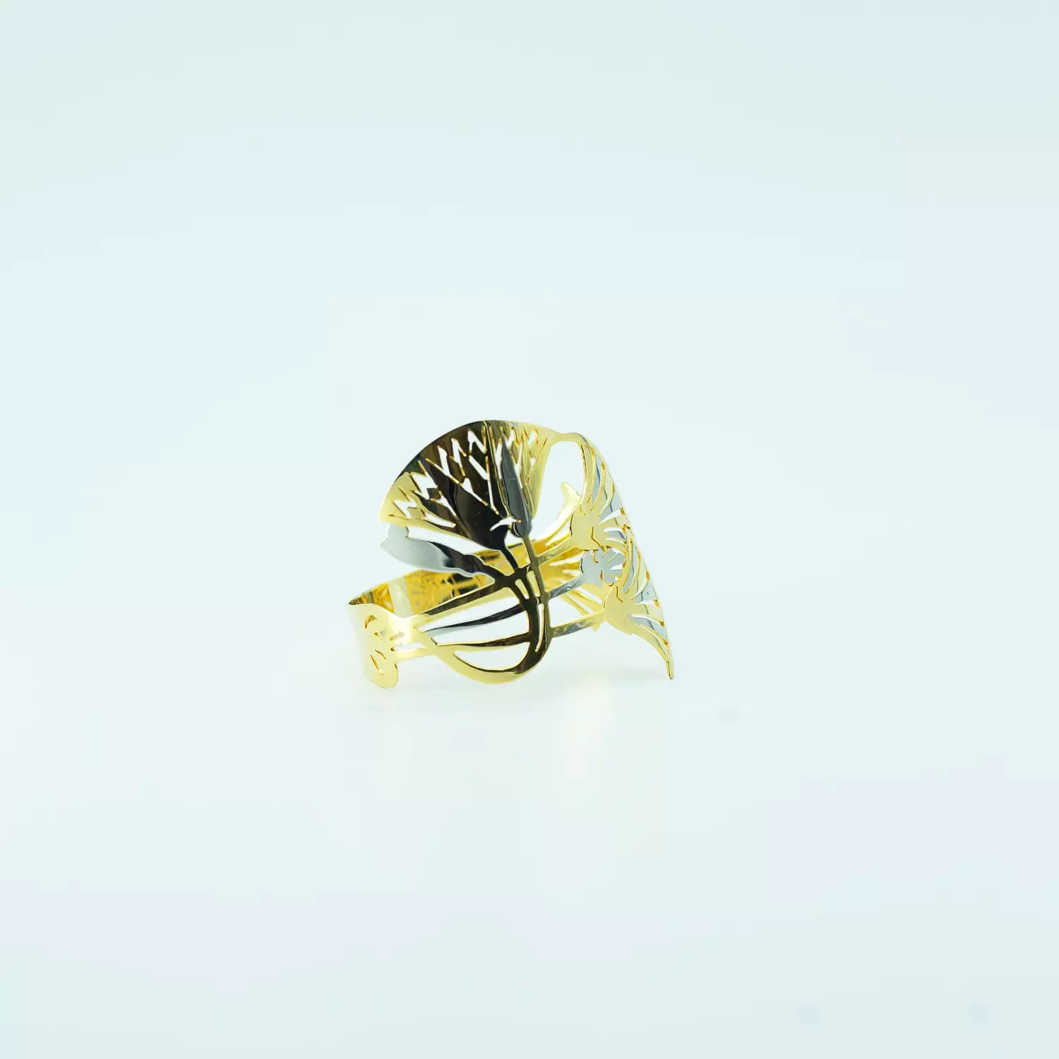 Hand-carved copper bracelet, gold and platinum plated - free size - lotus flower 2