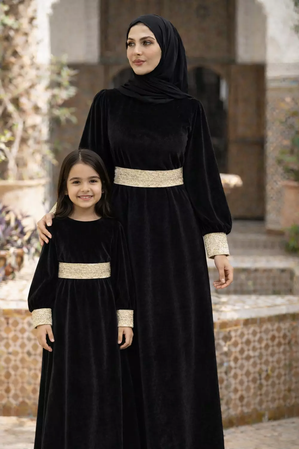 Velvet Women Islamic Dress, Long Sleeve Maxi Dress with SEPARATE Belt. 1