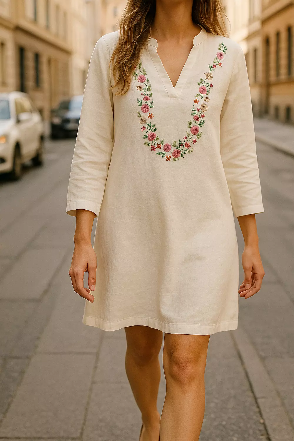 Collar Off white Floral  Dress   5