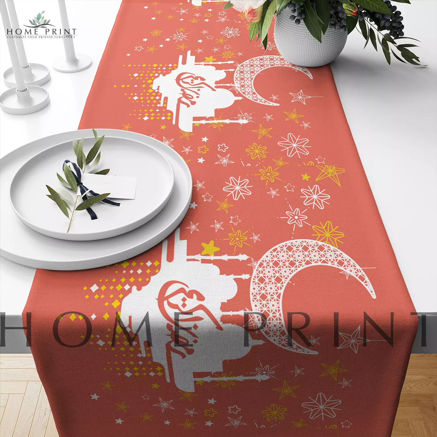 Ramadan Runner - Crescent and Mosques - Islamic Design - Multi Color image