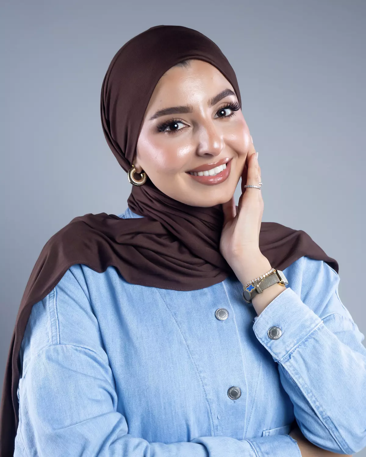 Jamila 2 in 1 brown cotton scarf 4