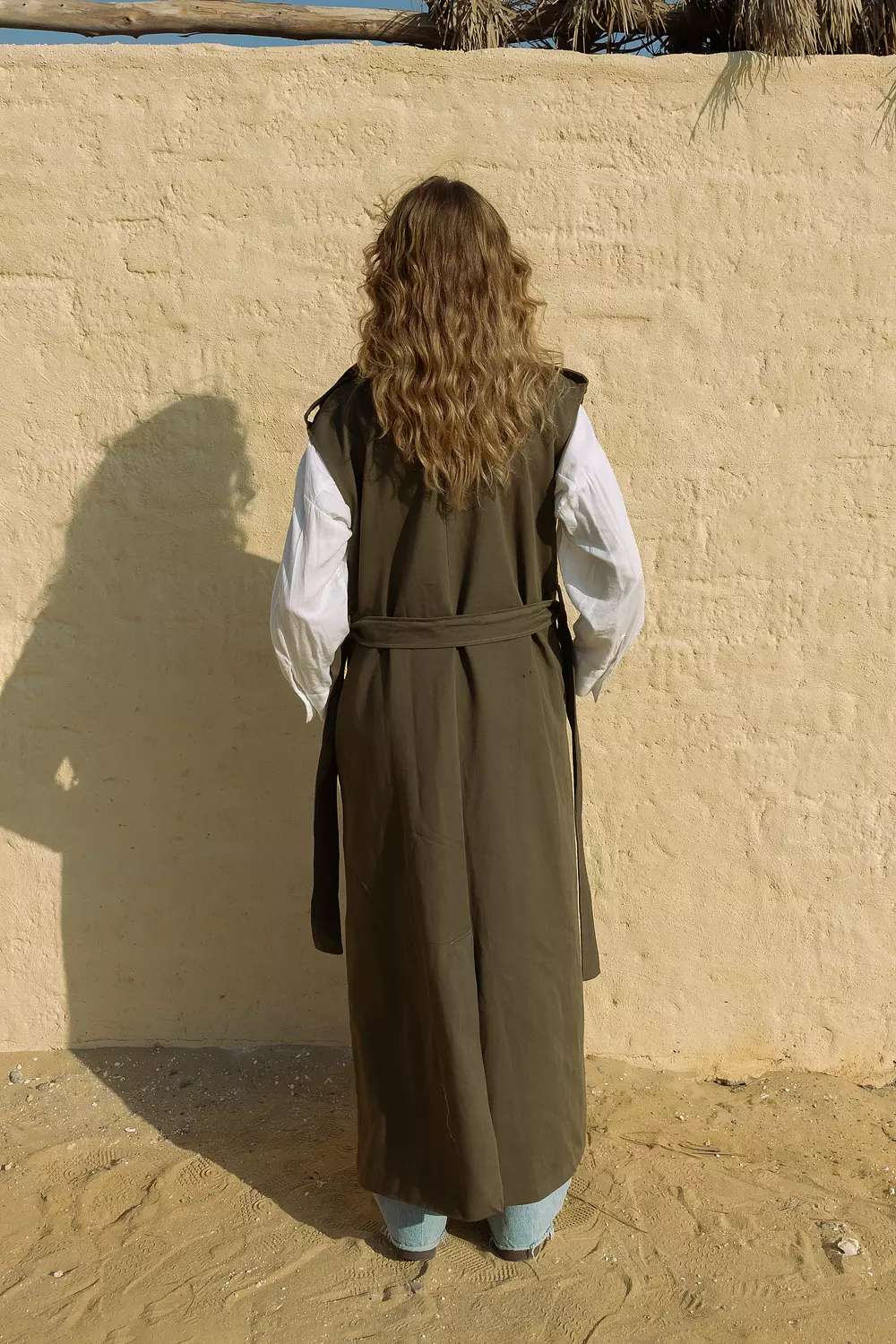 Long Gabardine vest - olive green 2