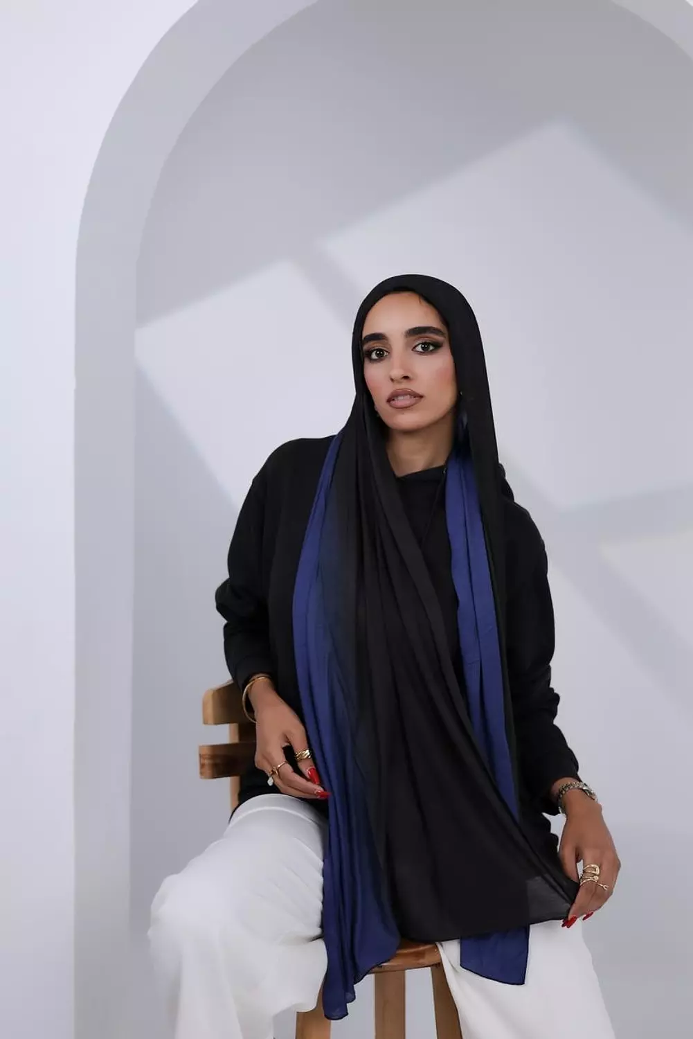Blue Ombré Lycra Scarf image