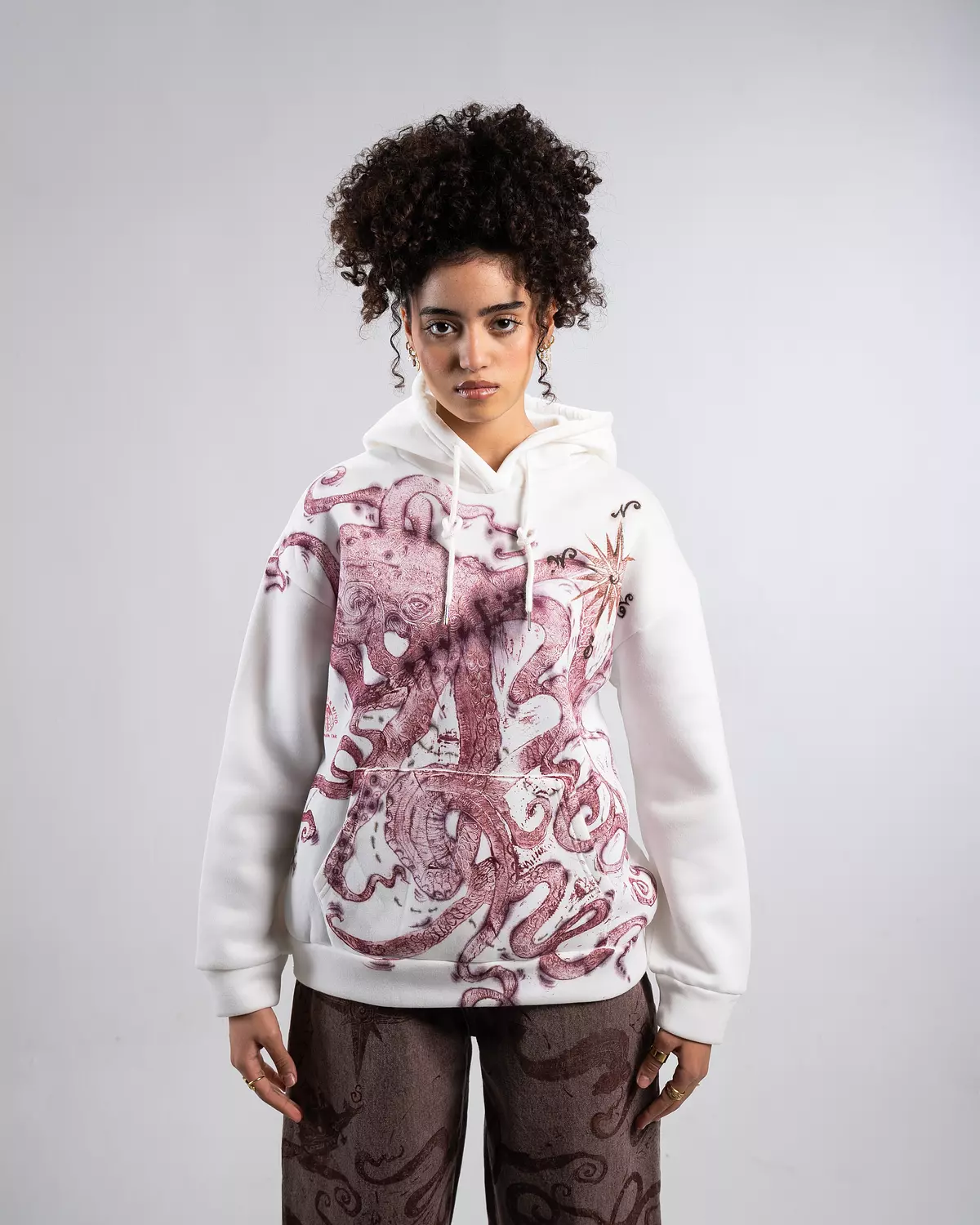 “Attack from the deep” hand-printed & painted hoodie  image