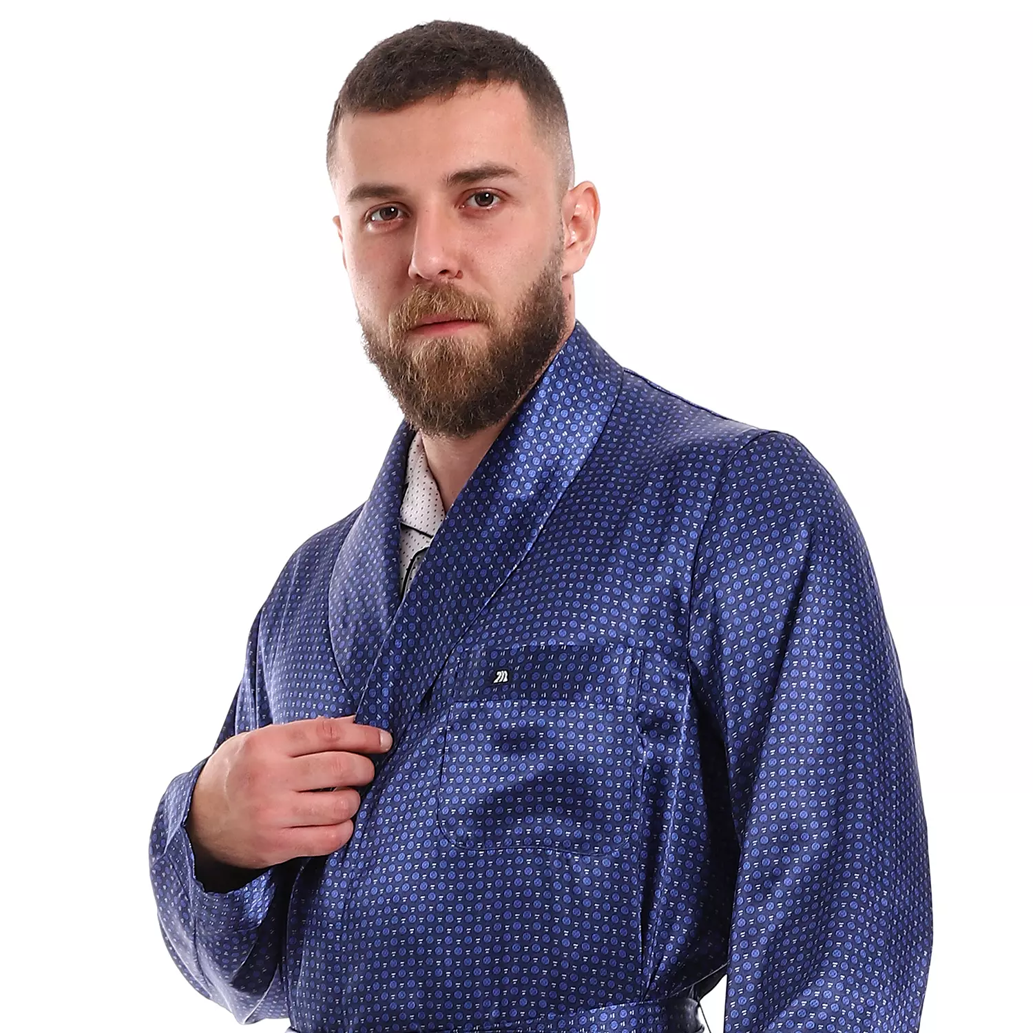 Men Satin Robe - Blue Dot 2