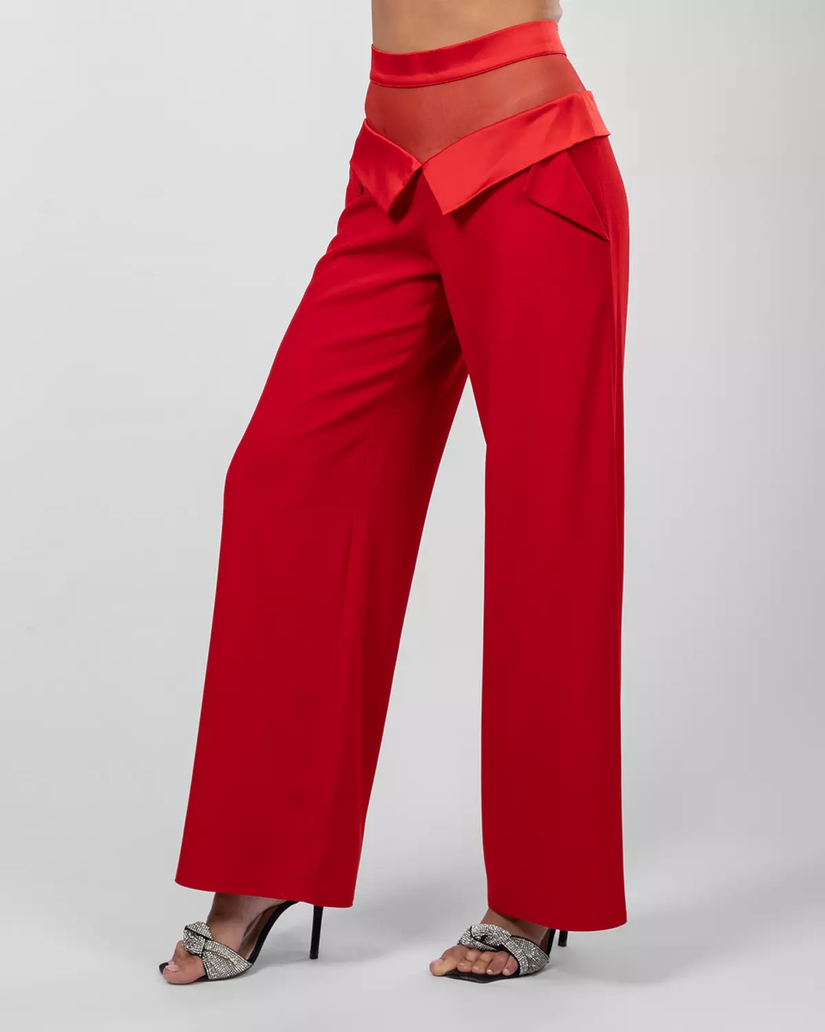 Red Wide-Leg Trousers 4