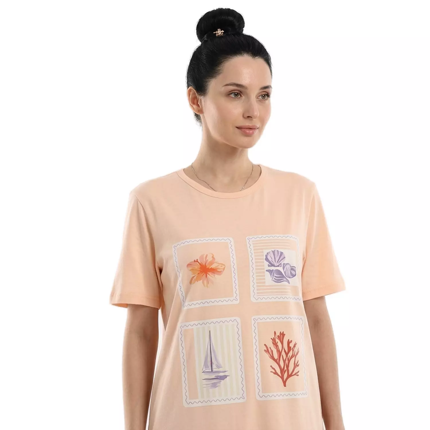 Women Nightgown Printed - 2491- Light Orange hover image