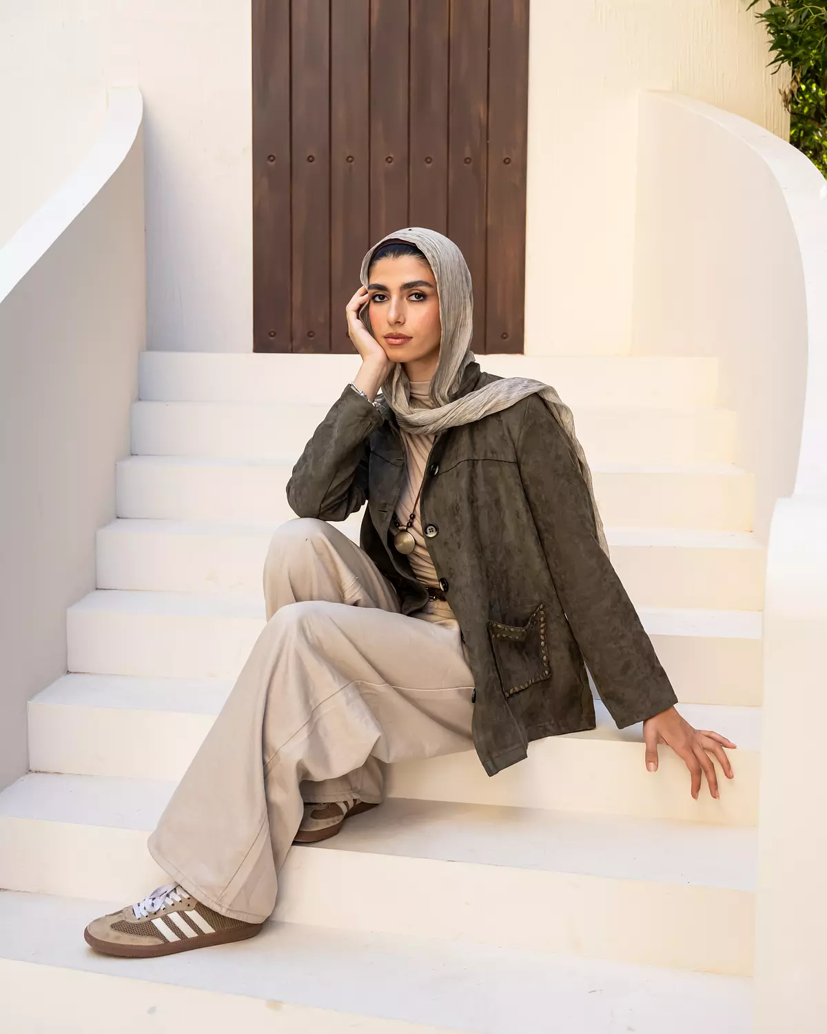 Studded Jacket in Olive 2