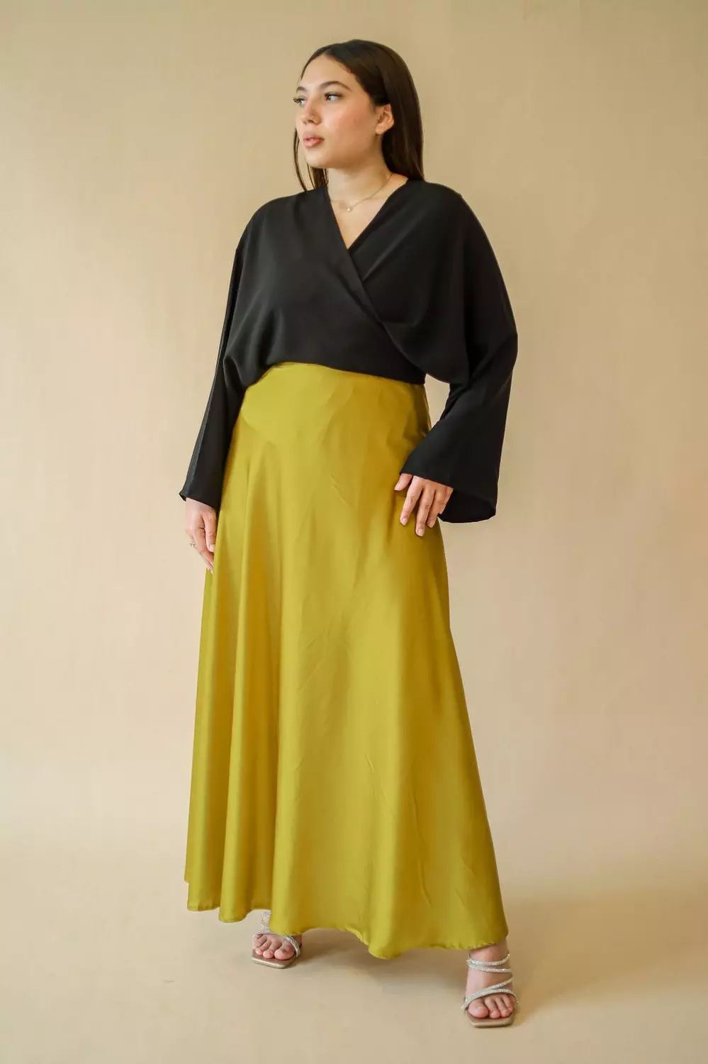 Slik Satin Skirt - Lime 1