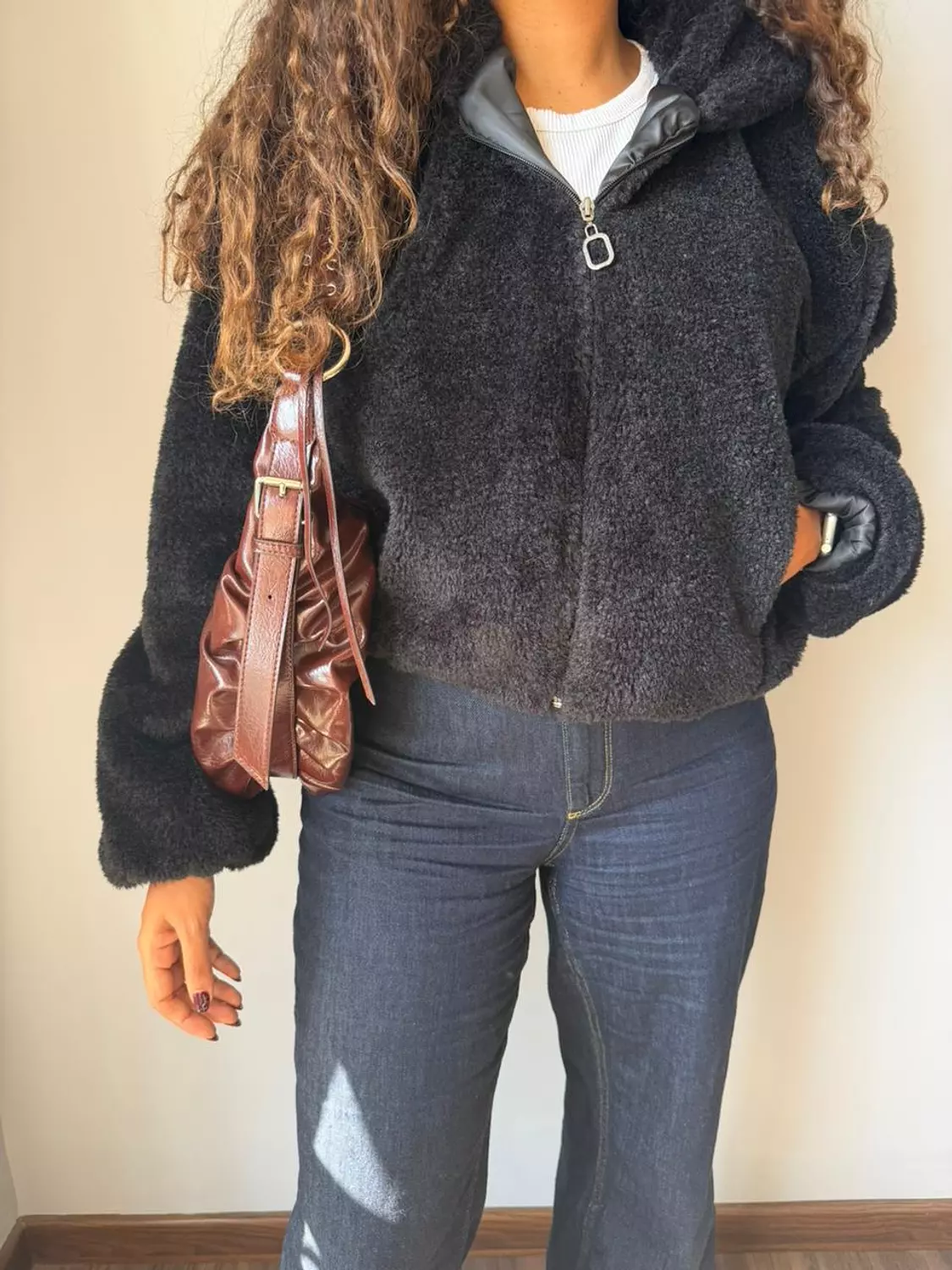 Black Faux Fur Jacket  2