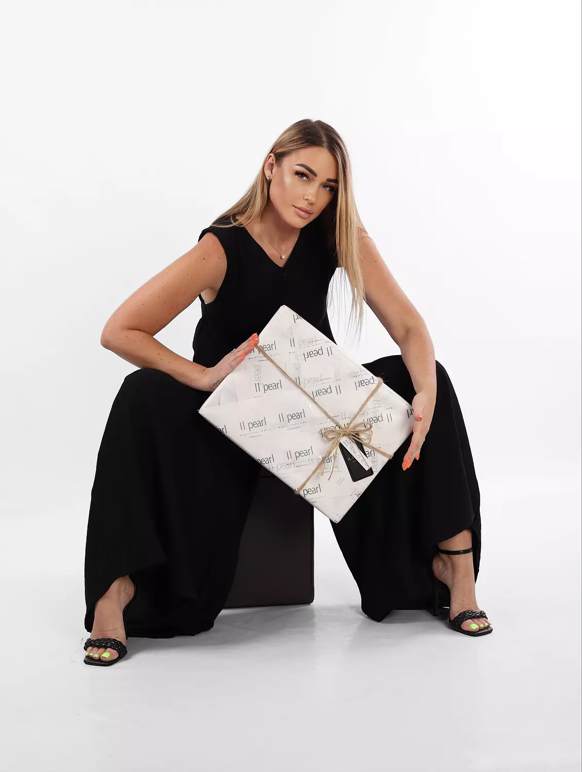 Wide Leg Linen Jumpsuit - Black hover image