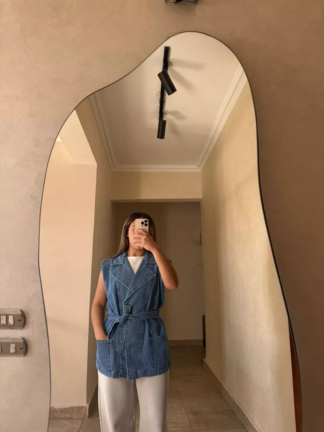 Long Jeans Vest Dark Blue image