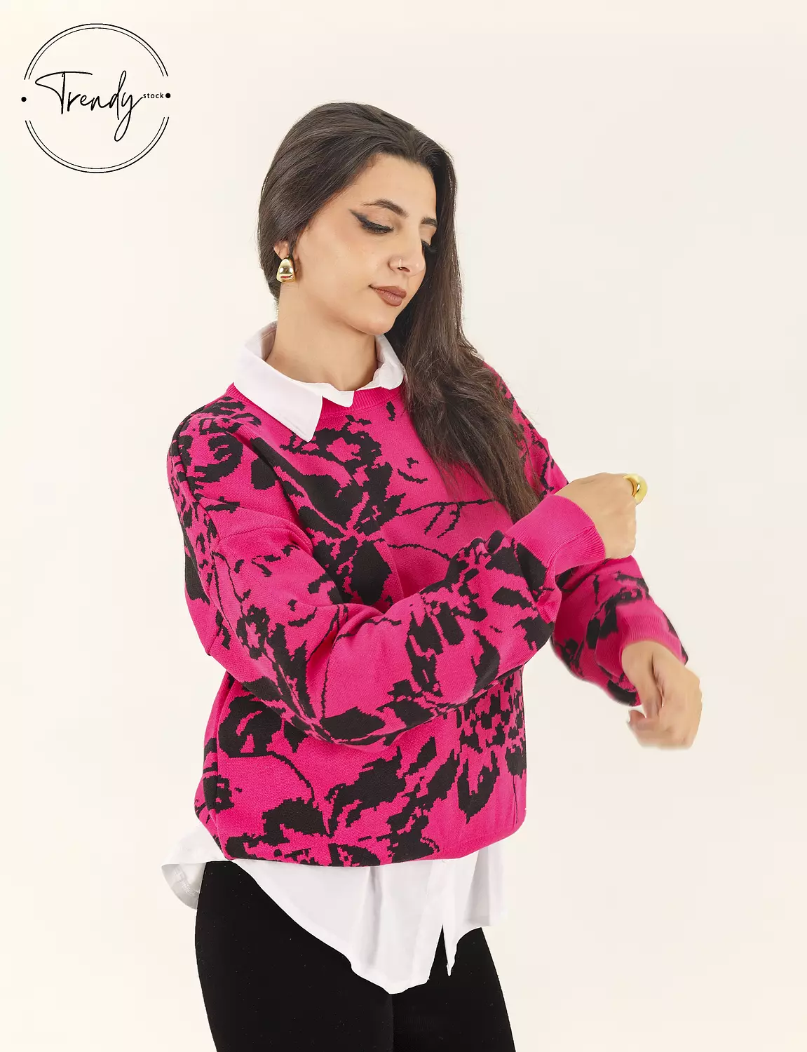 Round Neck Pink Pullover  1