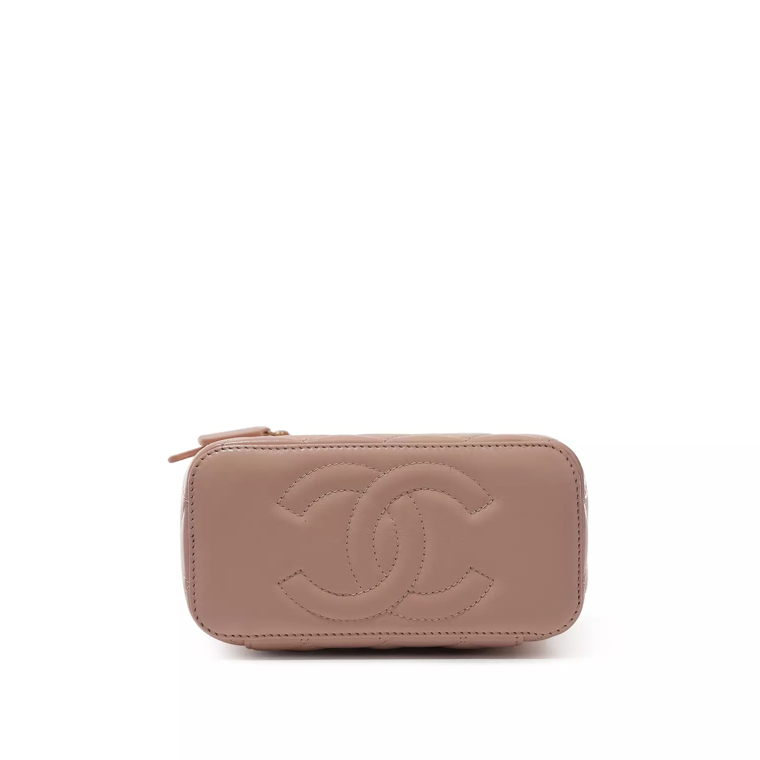 Chanel Pink Quilted Lambskin Long Vanity Case with chain.  3