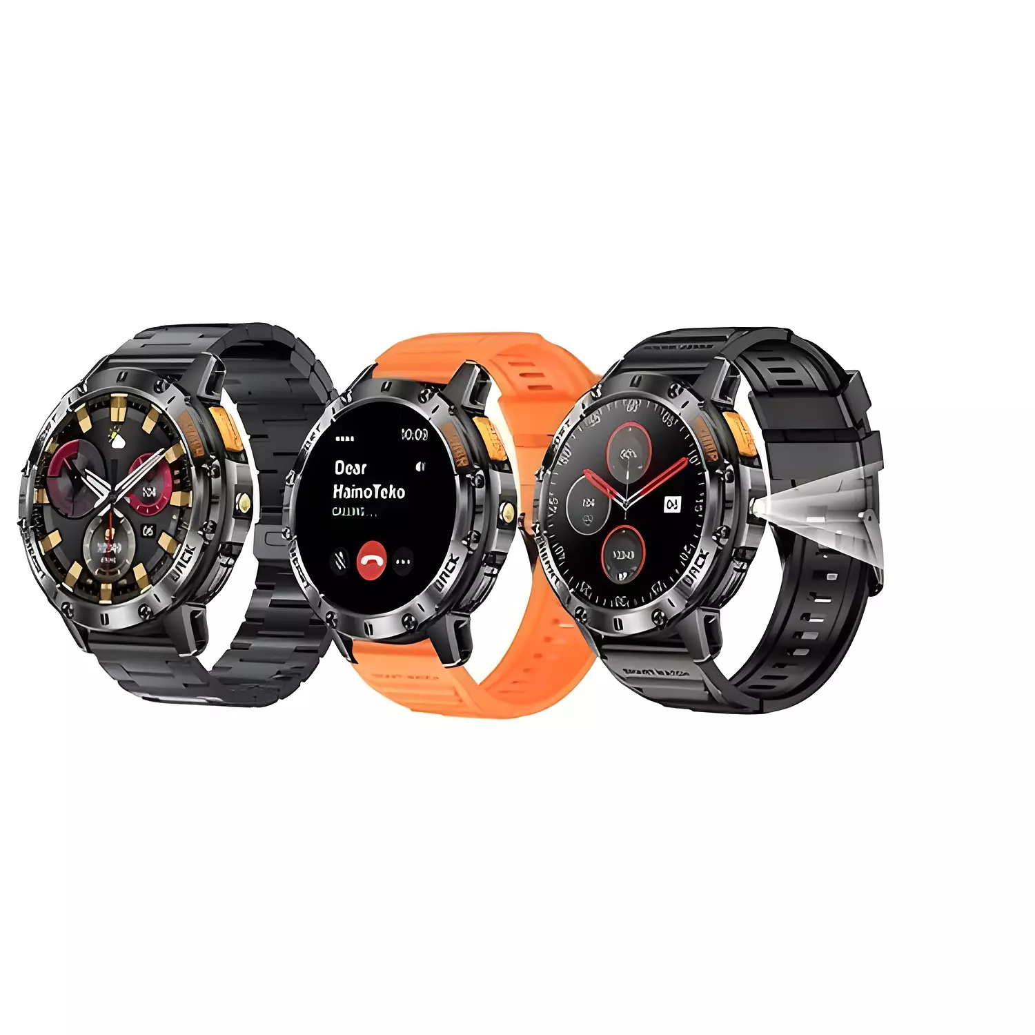 Haino Teko HainoTeko-6 Smartwatch Black with Leather & Silicon Straps image