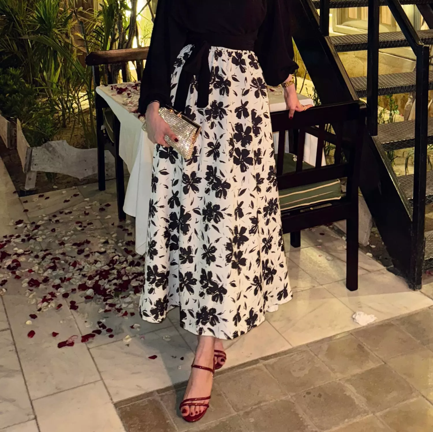 Black Floral skirt image