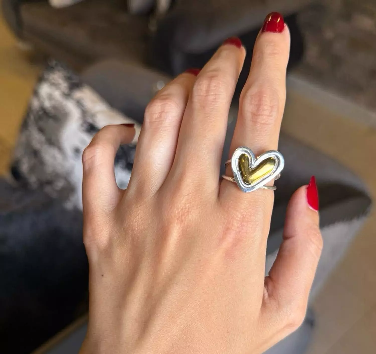 Golden Heart Double Band Ring 1