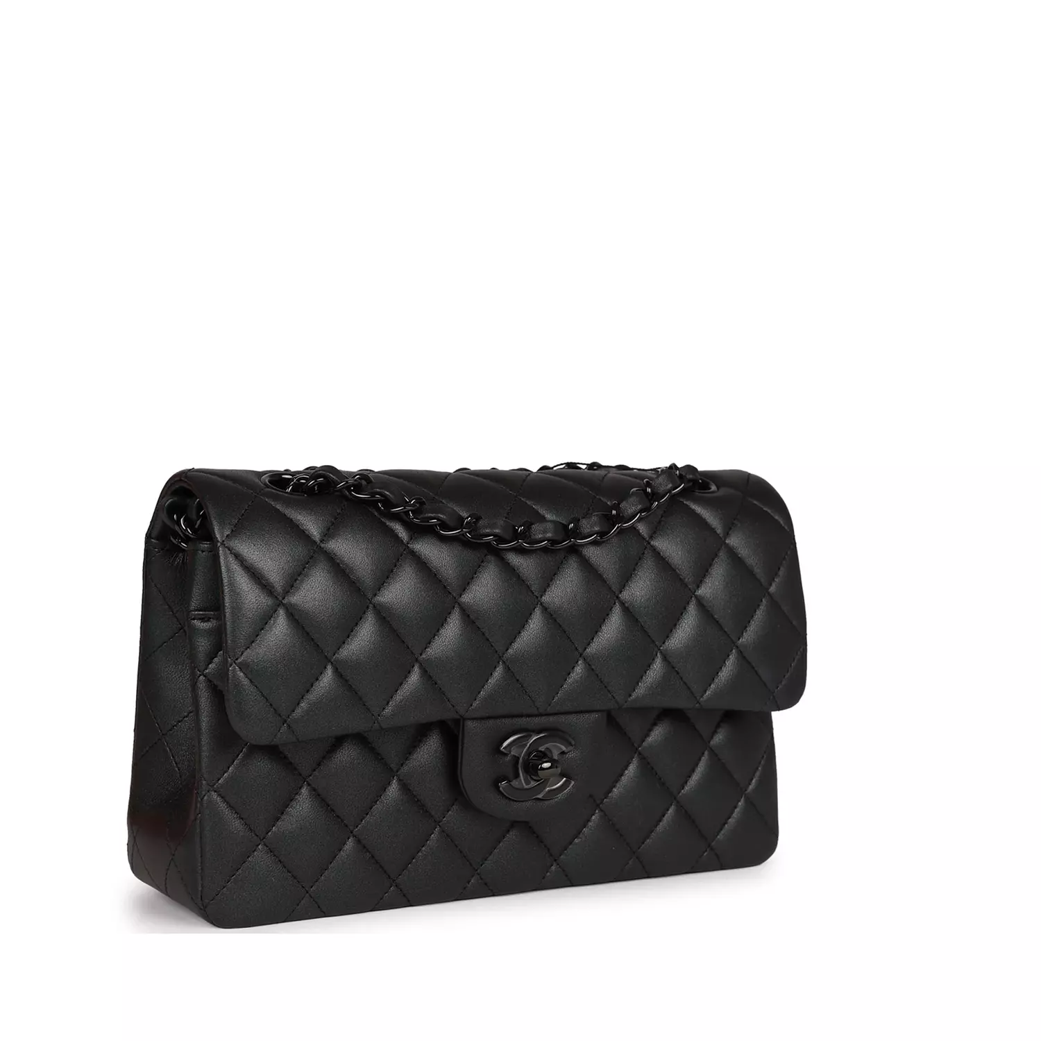 Chanel Small Classic Double Flap Bag in So Black iridescent lambskin with black 4