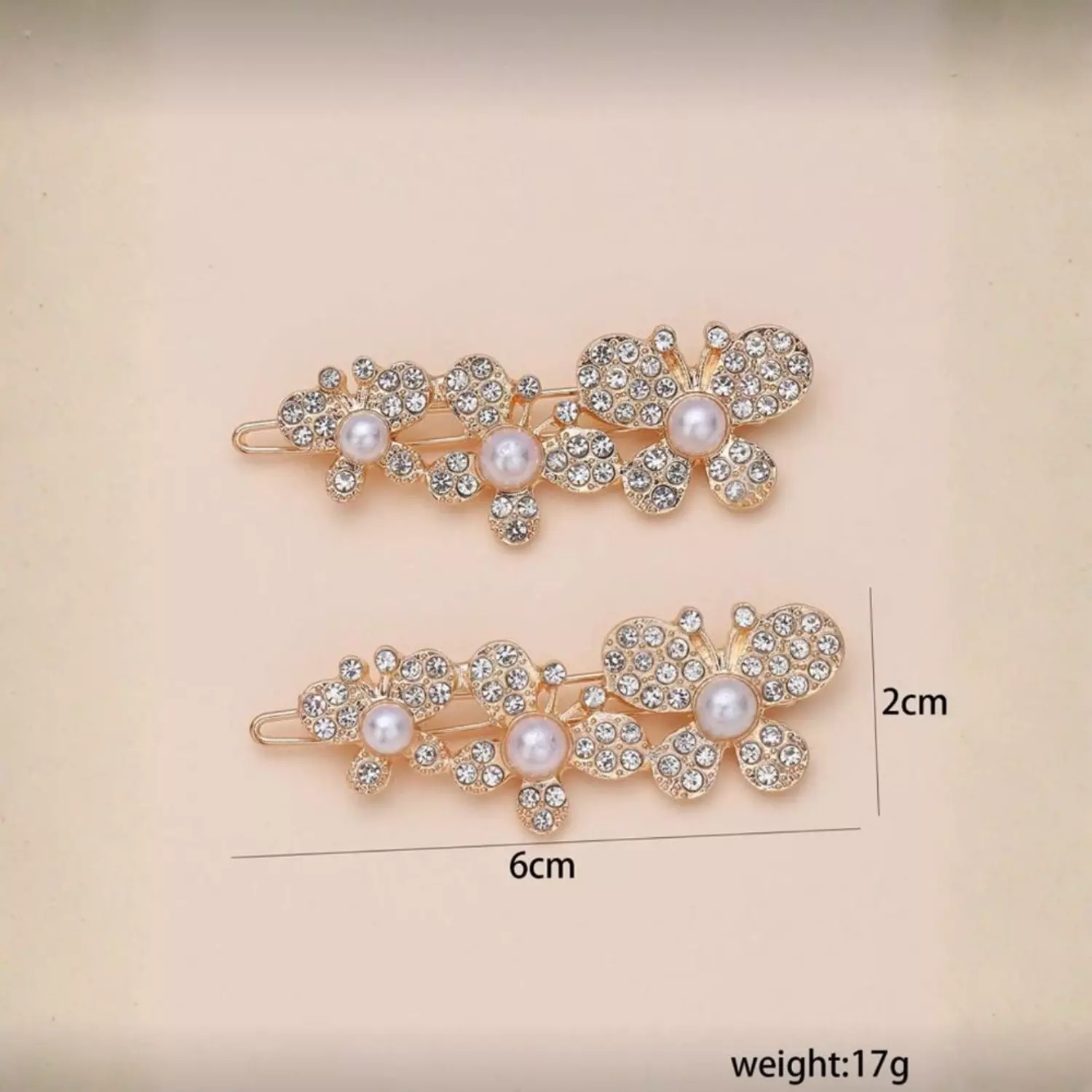 Butterfly Pearl 2 Pc Hair Clips Set 3
