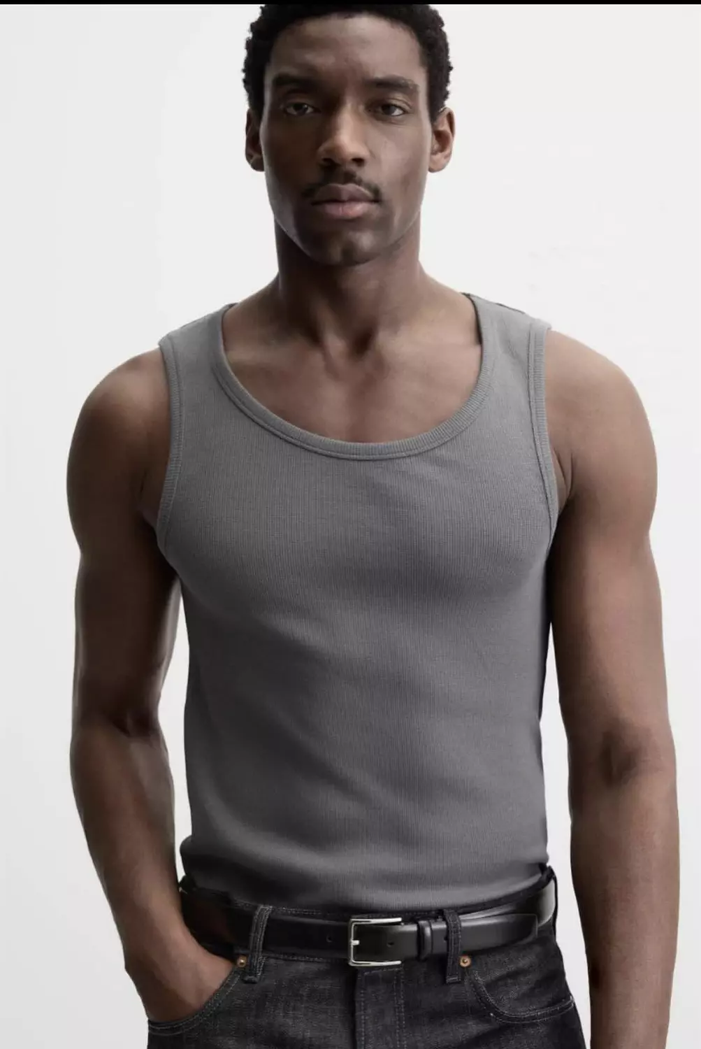BASIC RIBBED TANK TOP (grey) image