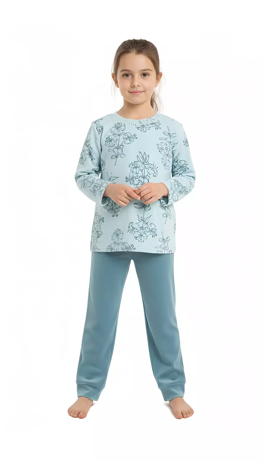 Shorto Printed Flower PJ - Girl - Turquoise - 3101 5