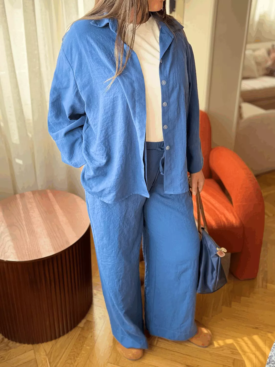 Blue Lenin Set in Pants 1