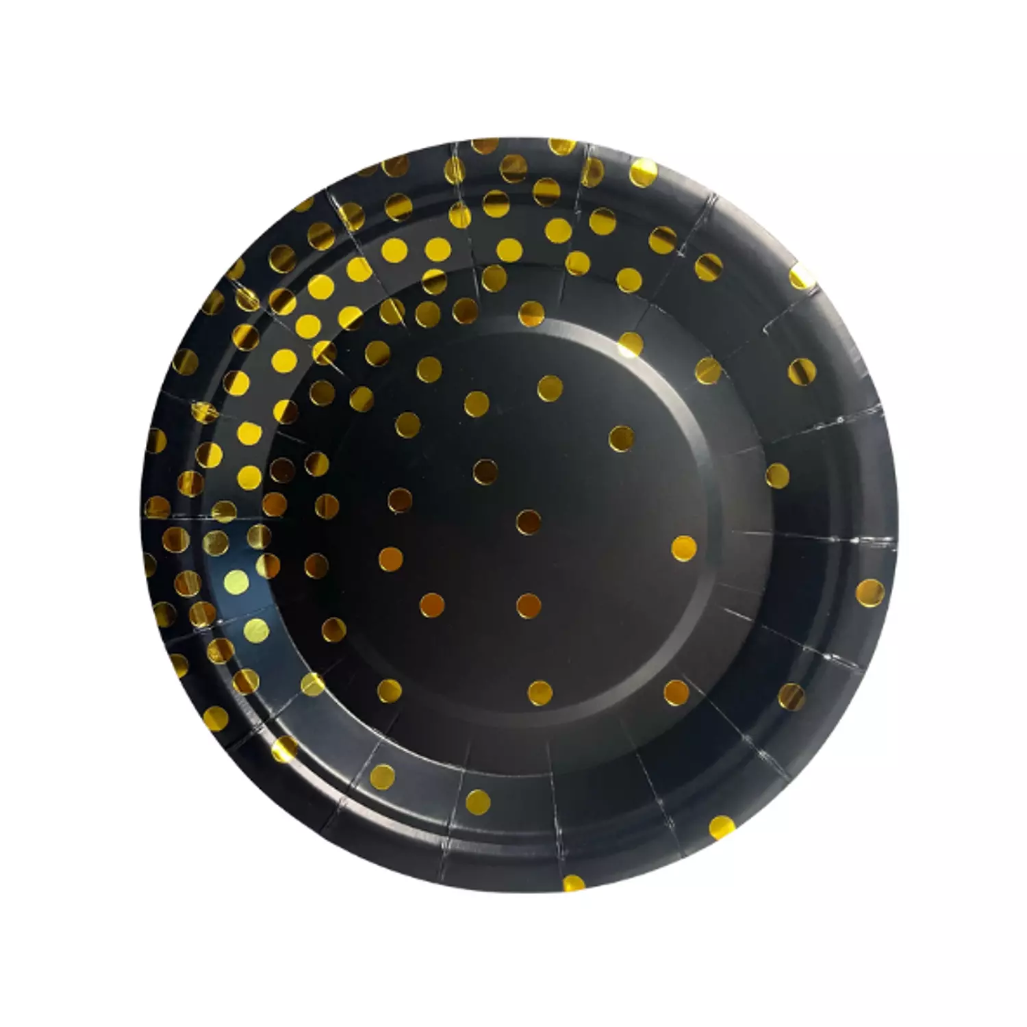 Black Gold Dots Round Paper Plates