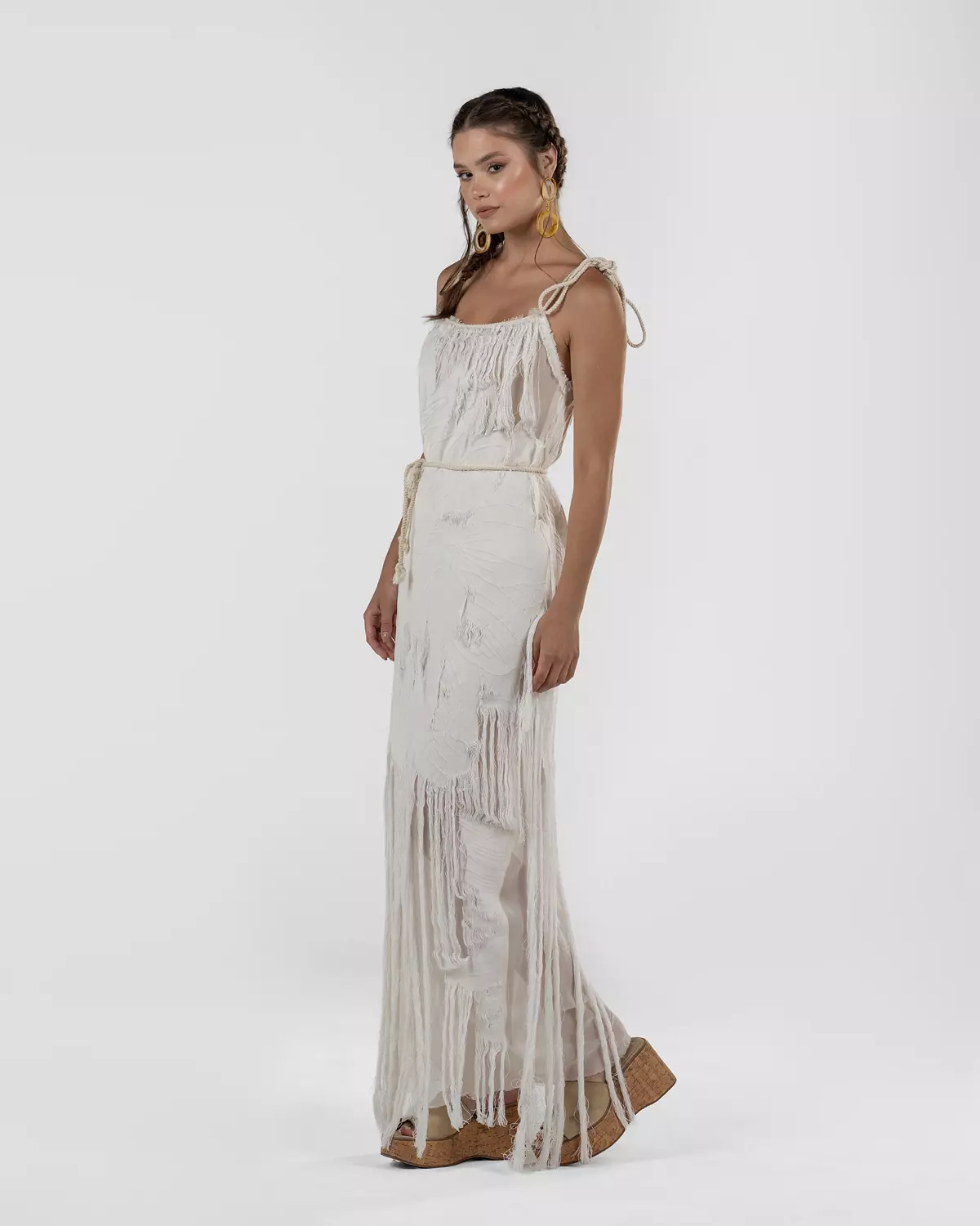 Playful Off-White Maxi Dress  2