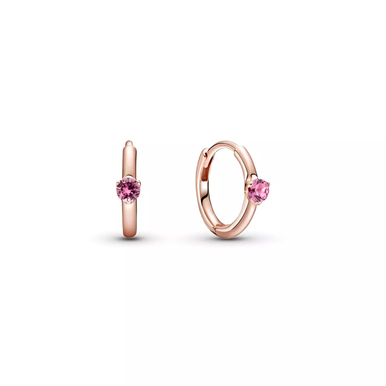 14k Rose gold-plated hoop earrings with phlox pink crystal