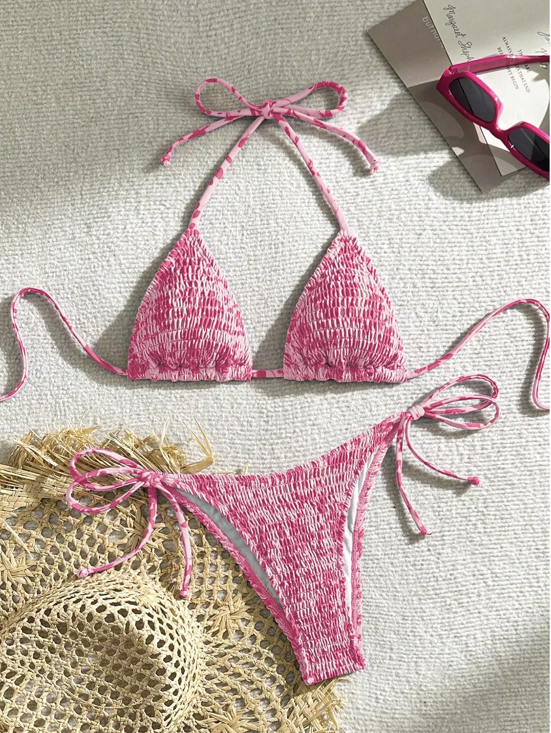SHEIN Swim Women's Summer Holiday Beach Halter Bikini Set image