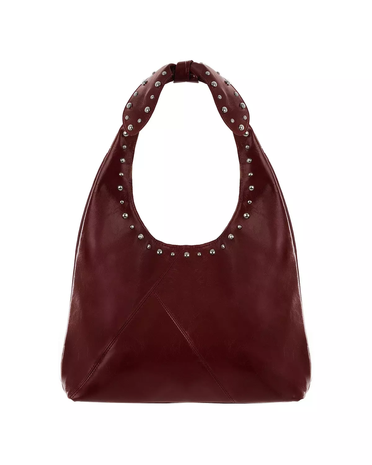 Burgundy Studded Frame Shoulder Bag   3