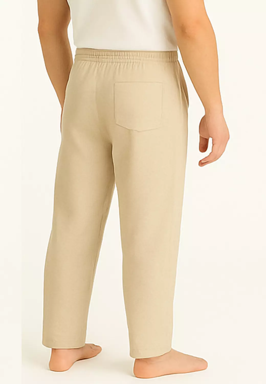 Cotton Plain Pajama Pants - 4040 - Light Beige 3