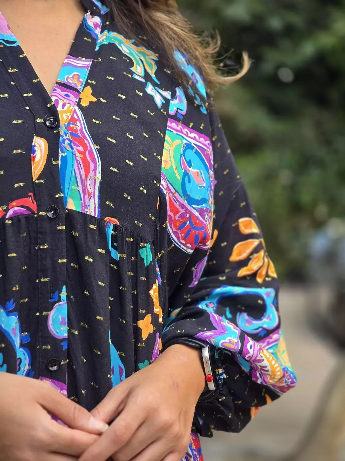 Black multicolour dress with gold shimmer 4