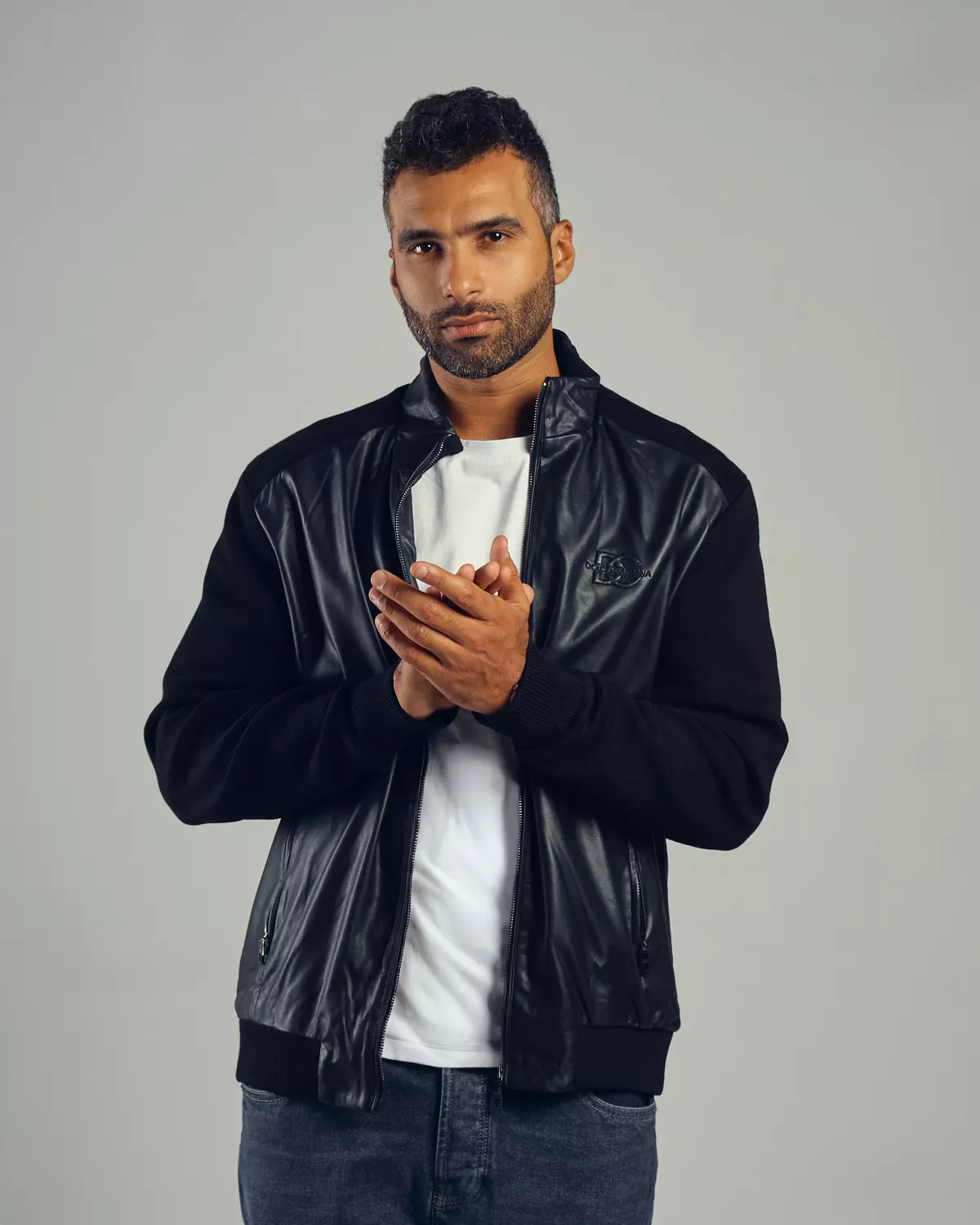 Dolce & Gabbana Wep Stripe Leather Bomber Jacket image