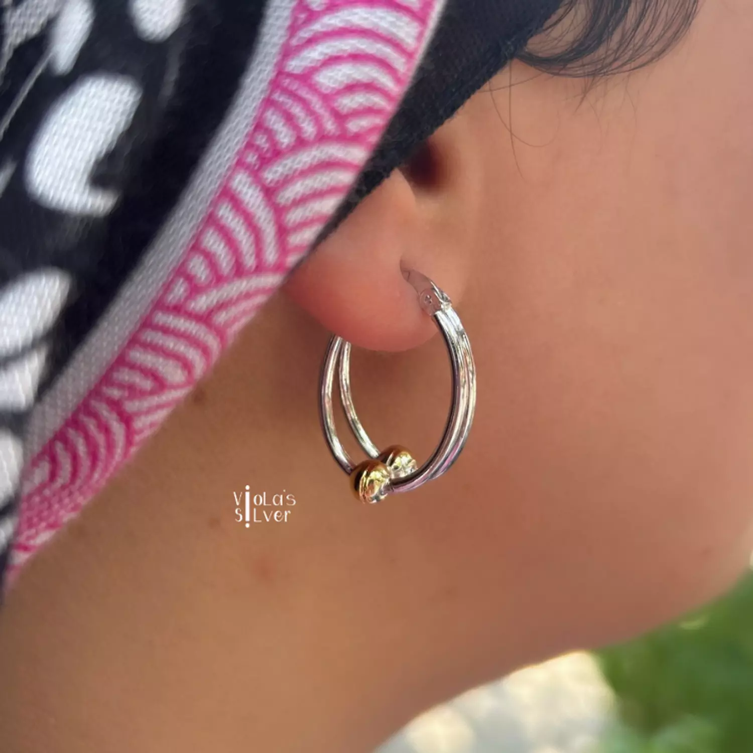 Golden balls ellipse earring  image