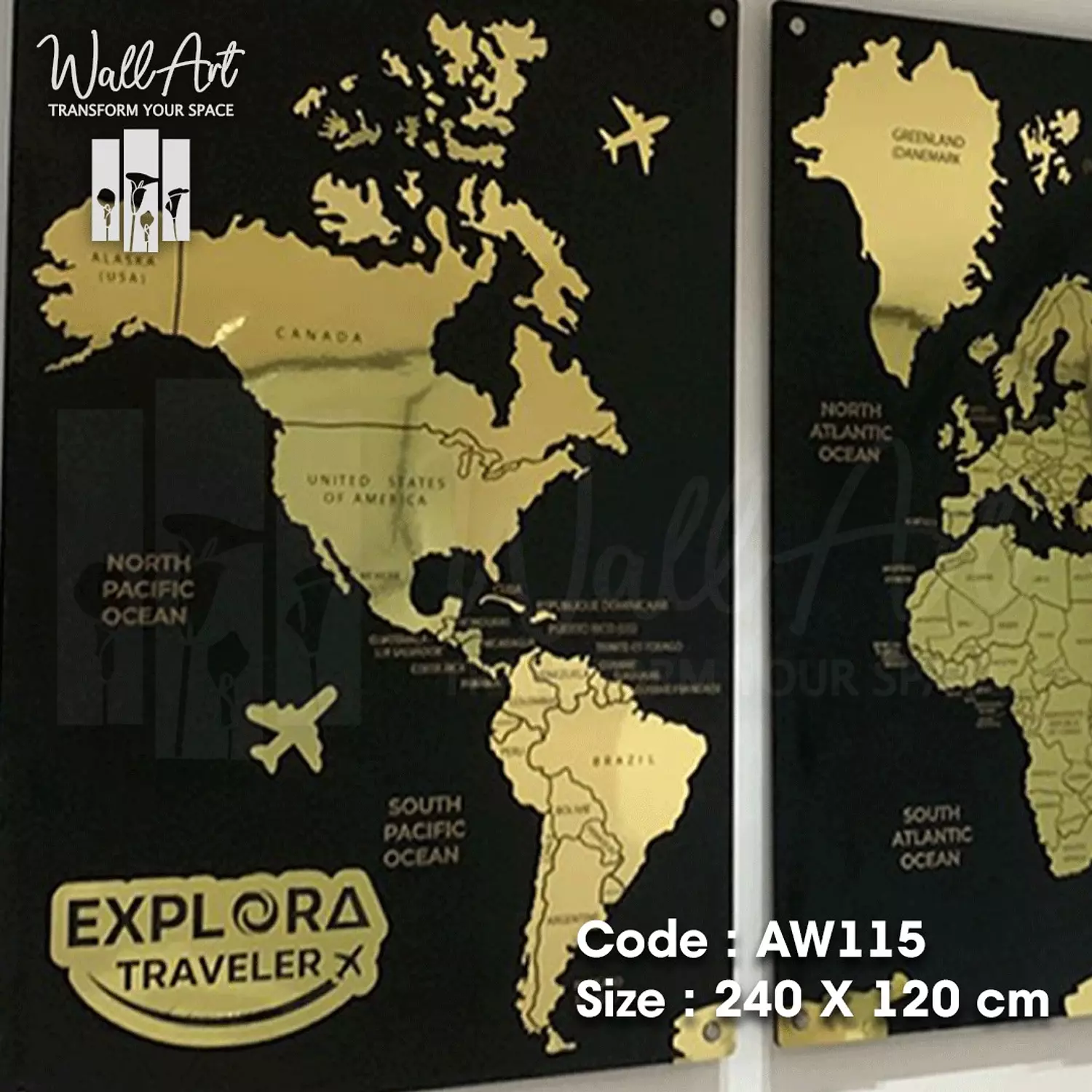 AW115-Engraved World Map   3