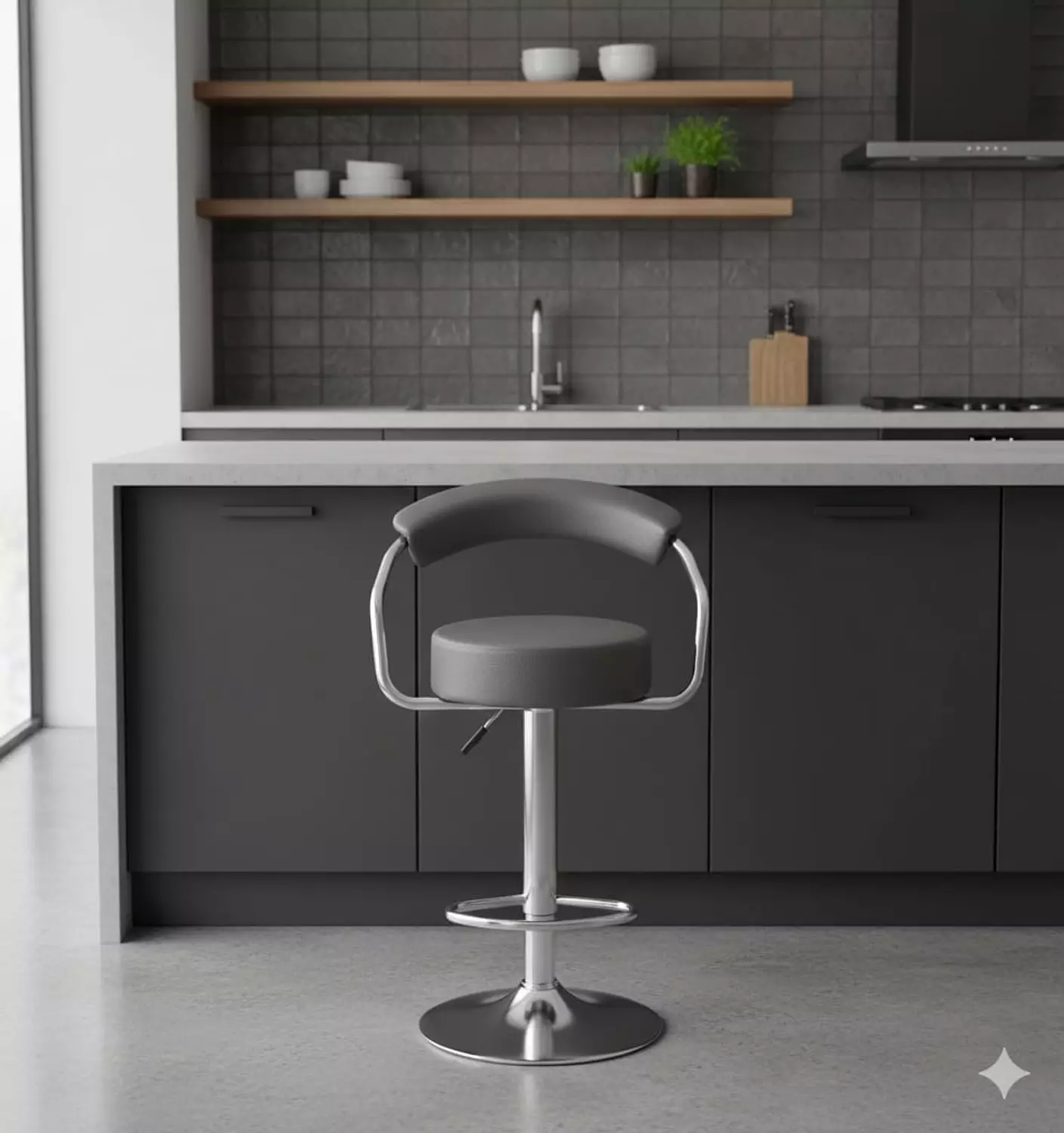 Gray Adjustable Bar Stool – Plain image