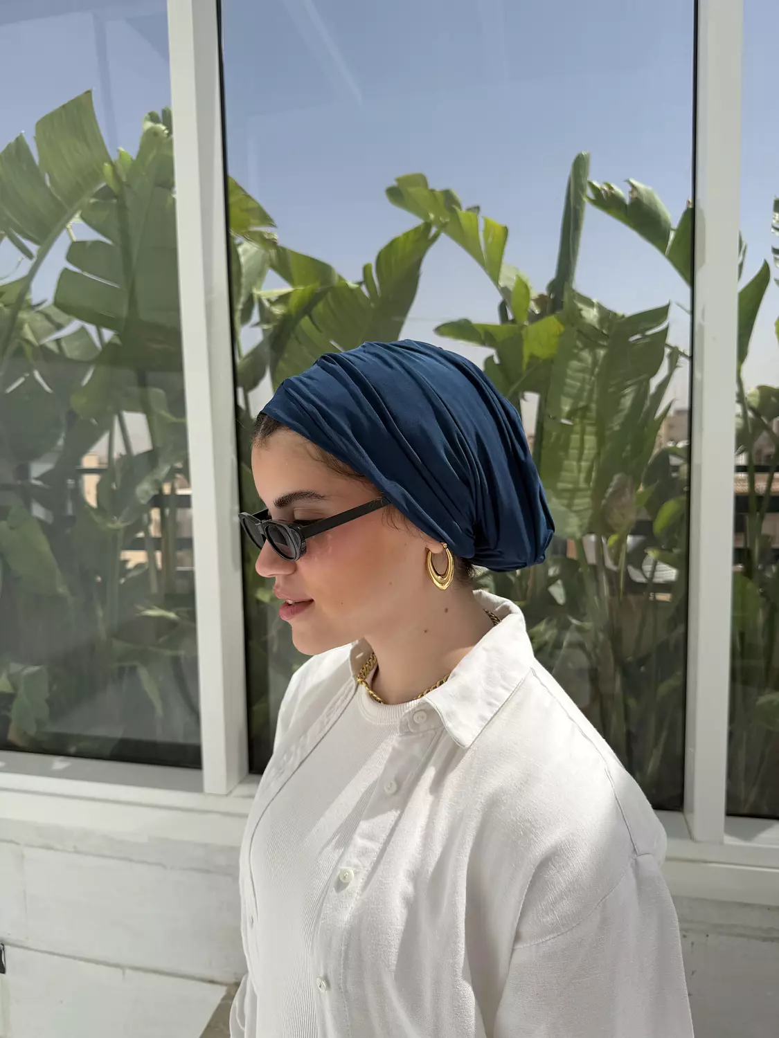 The navy blue turban