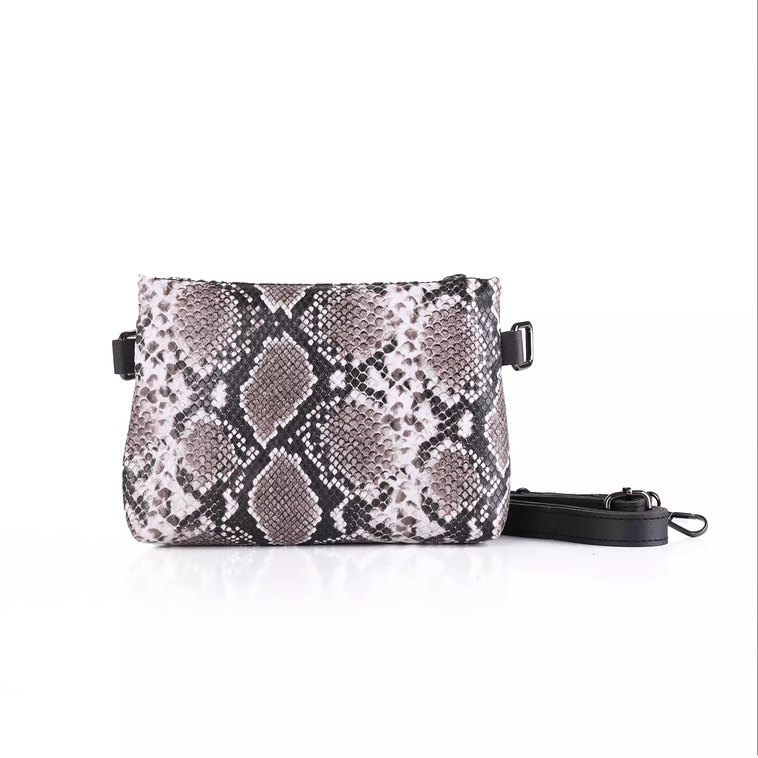 ST Leather Waist And Cross Bag-Café Snake 1