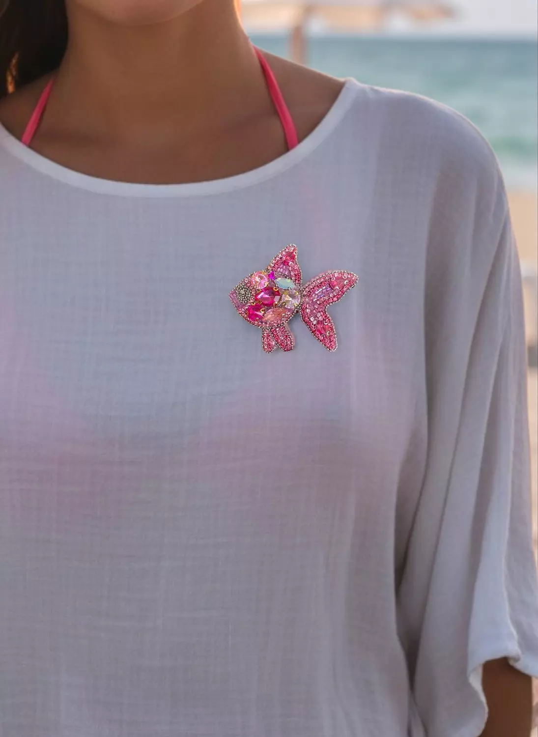 Pink fish Brooch 1