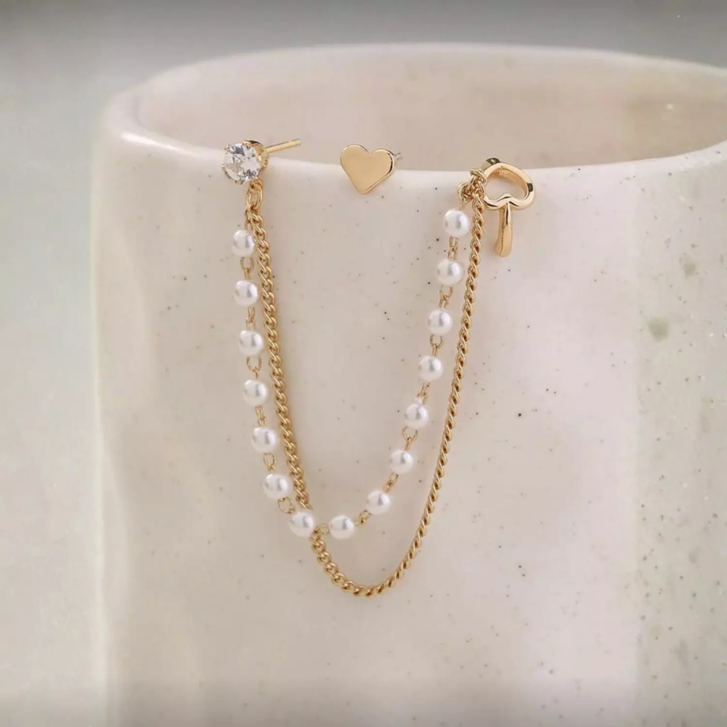 Heart Cuff & Stud 2 Pc Earrings Set 3