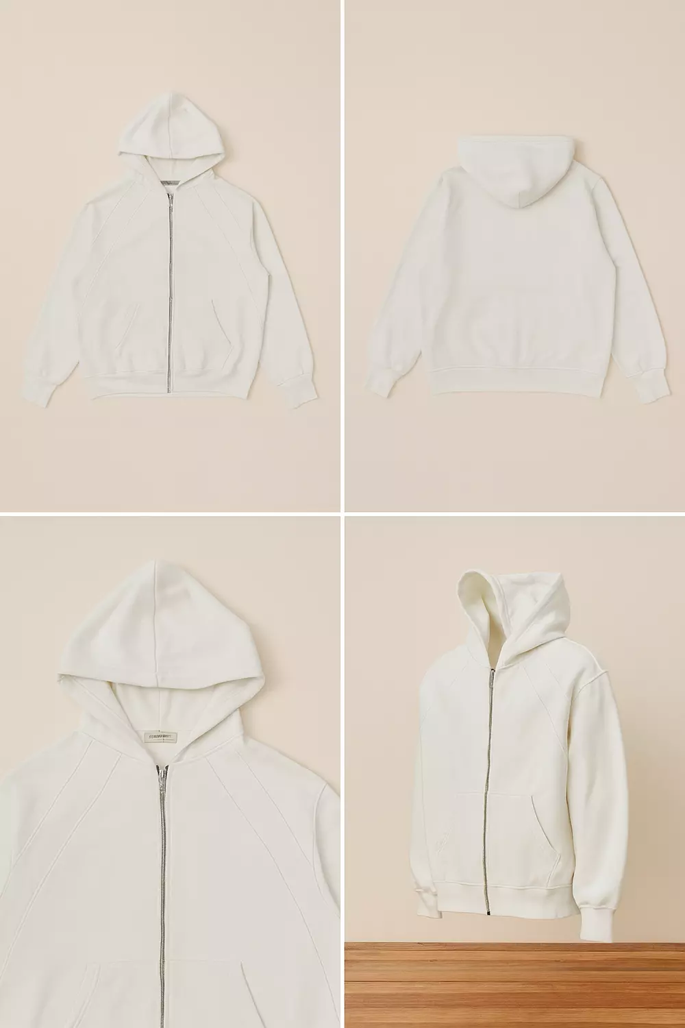 White peak zipped hoodie hover image