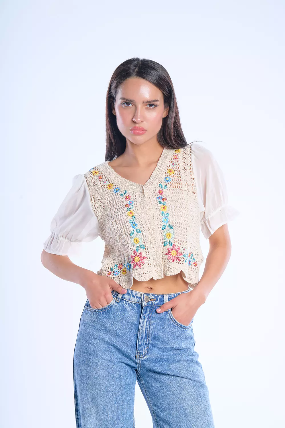embroiderd crochet top image